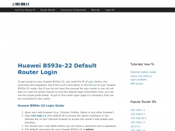 Huawei B593s-22 - Default login IP, default username ...