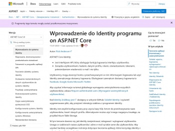 Wprowadzenie do Identity ASP.NET Core | Microsoft Docs