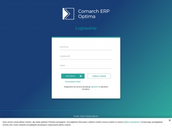 Comarch ERP Optima - Strona logowania