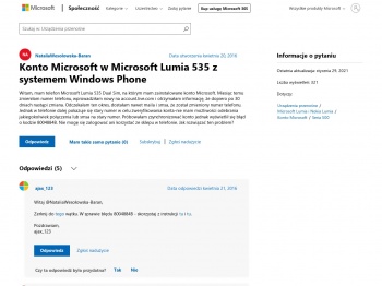 Konto Microsoft w Microsoft Lumia 535 z systemem Windows ...