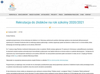 Rekrutacja do żłobków na rok szkolny 2020/2021 - Zespół ...