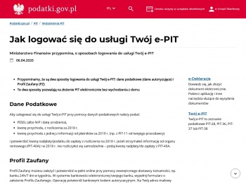 Jak logować się do usługi Twój e-PIT - podatki.gov.pl