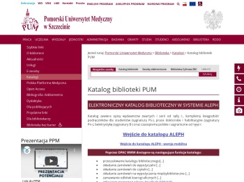 Katalog biblioteki PUM - Pomorski Uniwersytet Medyczny
